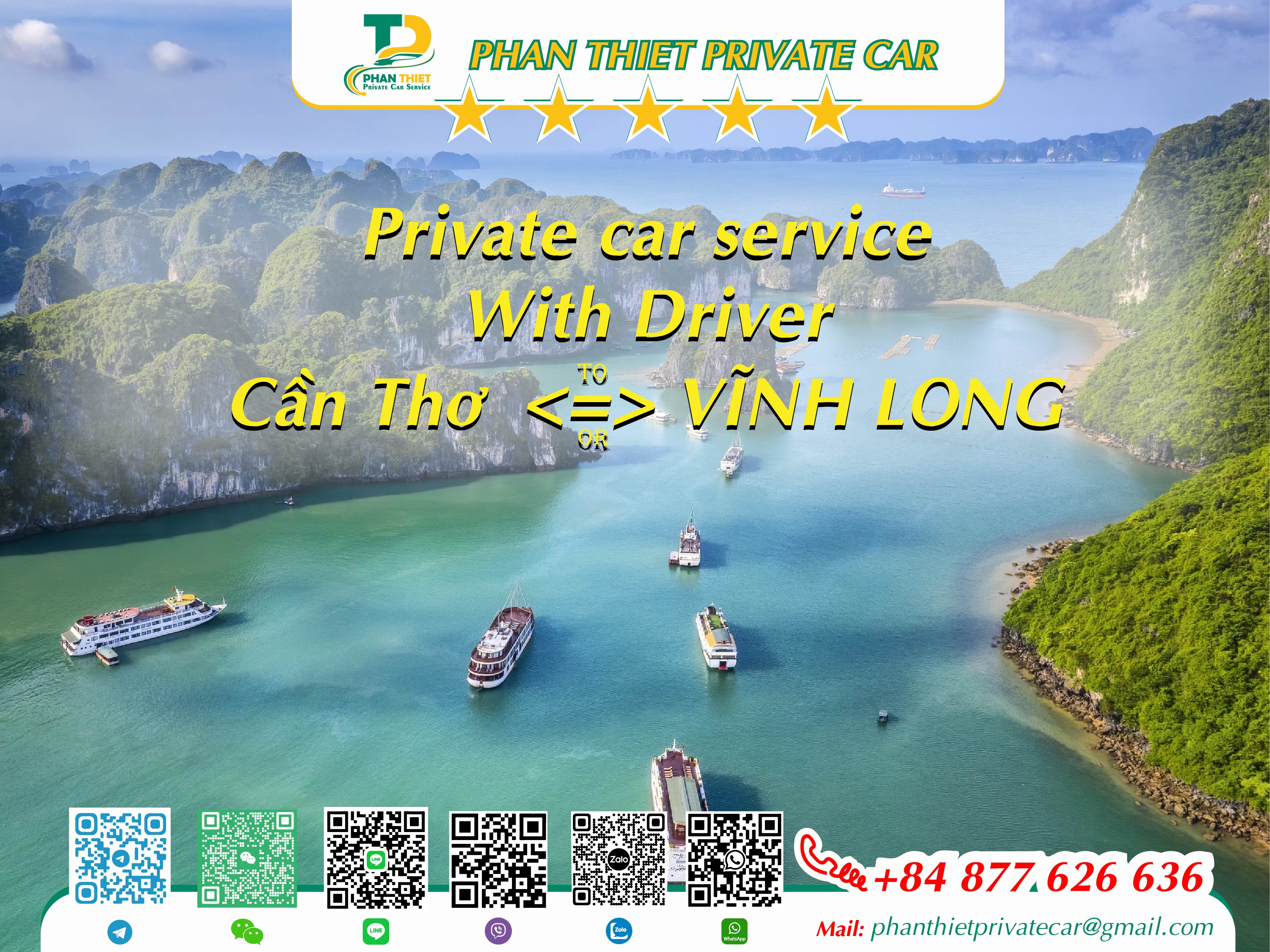 Car rental Can Tho <=> Vinh Long (private car with driver)